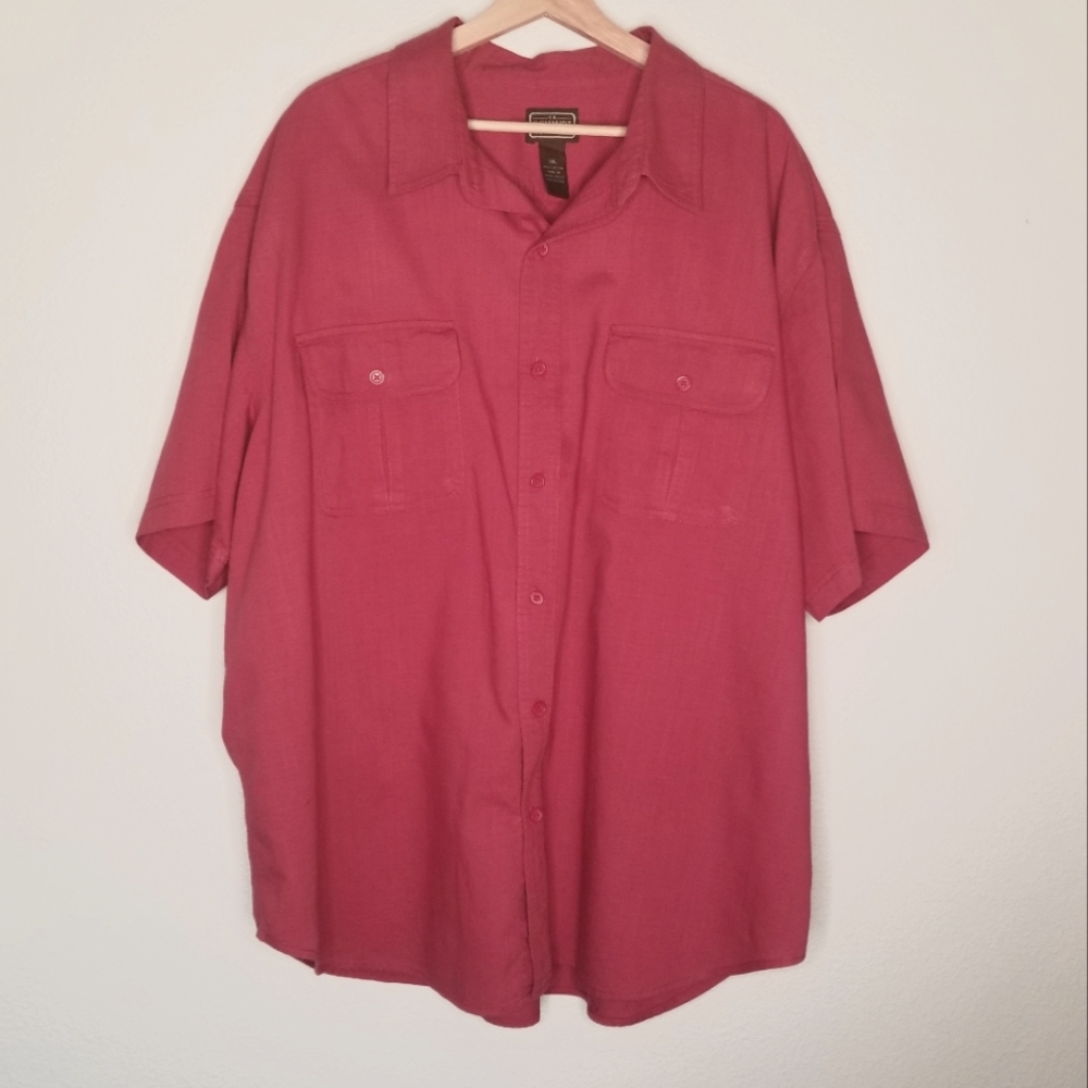 C. E. Schmidt Workwear Shirt short sleeve red 100% cotton 2 pocket utility